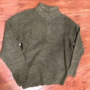 Army green sweater with zipper (never worn)